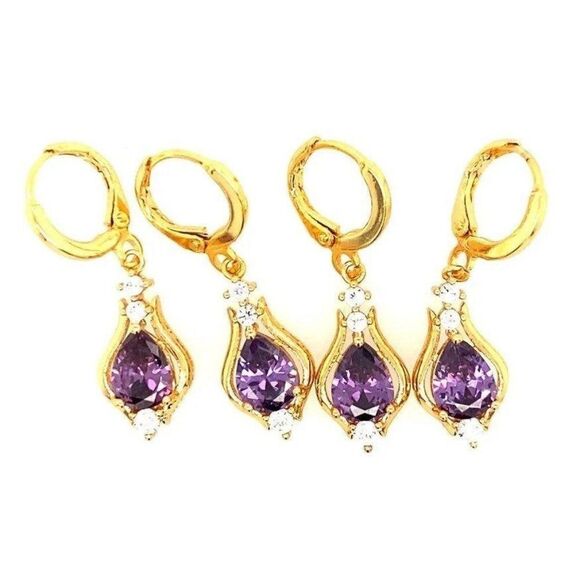 2 Pairs of Amethysts Earrings - Picture 1 of 5